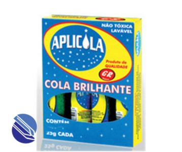 Cola Brilhante c Gliter cx. c 04 frs. c 25 g. Aplicola