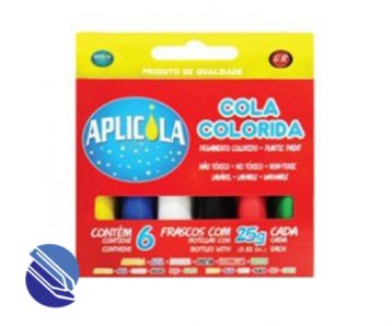 Cola Colorida cx. c 06 frs. c 25 g. Aplicola